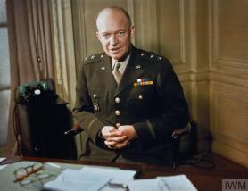 MAJOR GENERAL DWIGHT EISENHOWER, 1942 (TR 207) The Commander of American Forces in the European Theatre, Major General Dwight Eisenhower, at his desk. Copyright: © IWM. Original Source: http://www.iwm.org.uk/collections/item/object/205123830